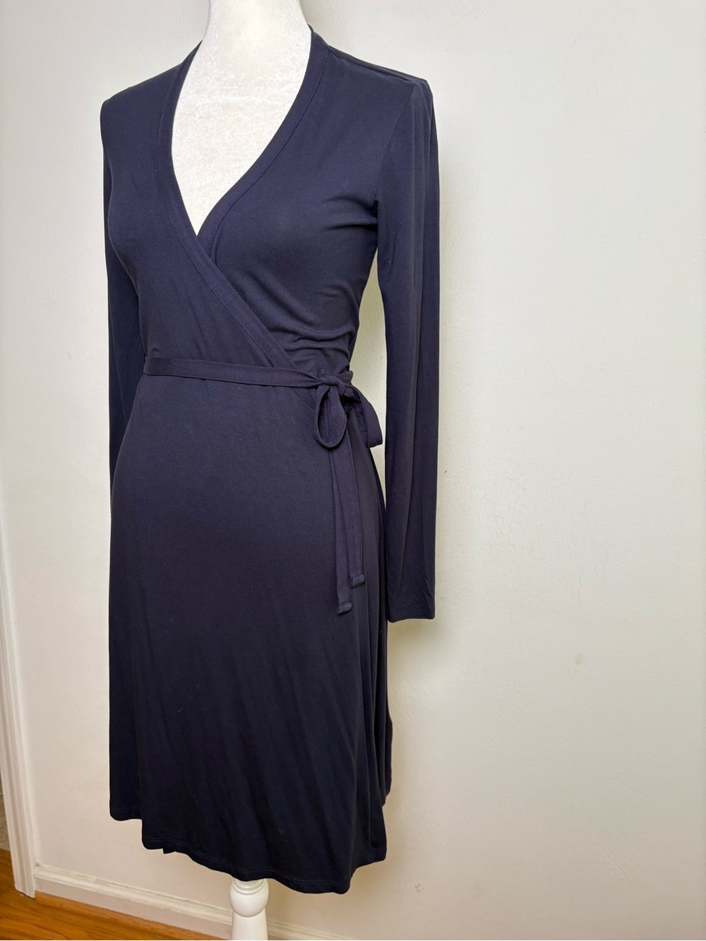 BODEN Navy Blue Jersey Belted Wrap Dress 2P 2 Petite